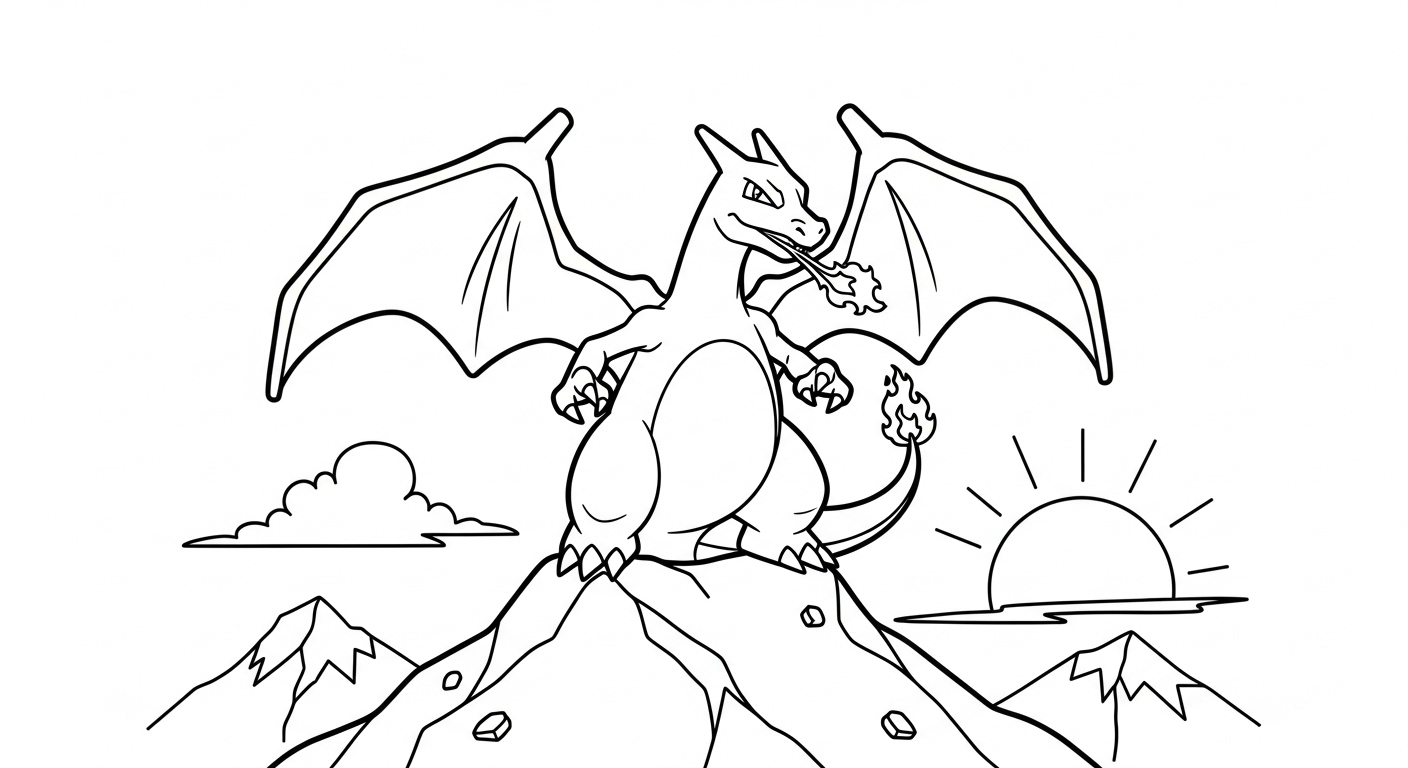 coloriage Dracaufeu update à imprimer pour enfant de 9 ans