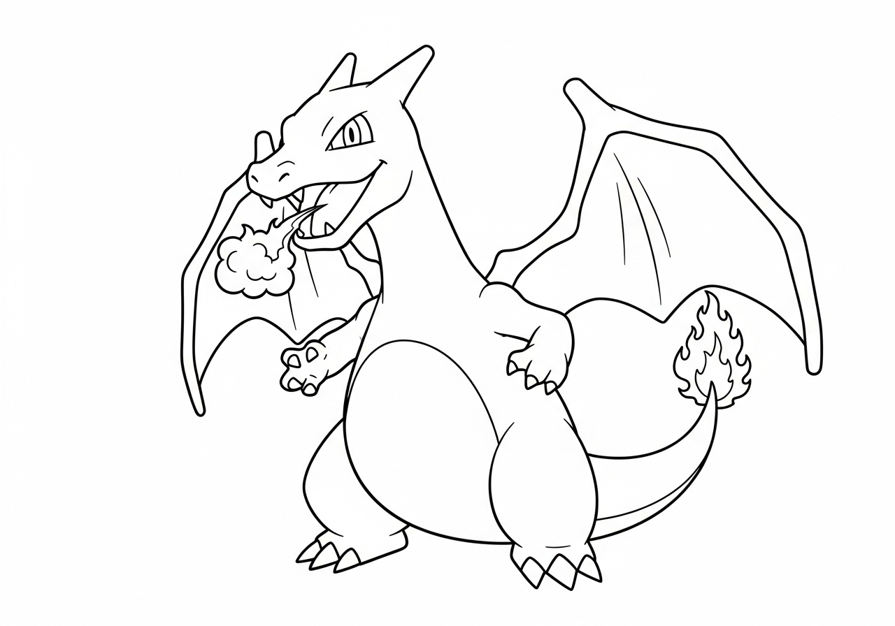 coloriage Dracaufeu update à imprimer pour enfant de 3 ans