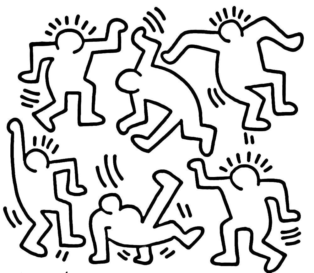 coloriage Keith Haring et decoupage a imprimer gratuit