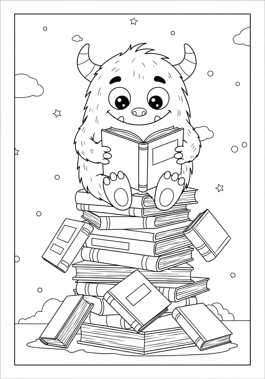 coloriage Monstre update à imprimer kawaii
