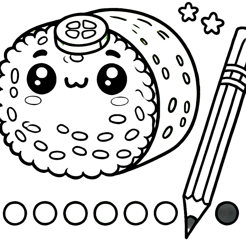 coloriage kawaii sushi pour enfant de 7 ans