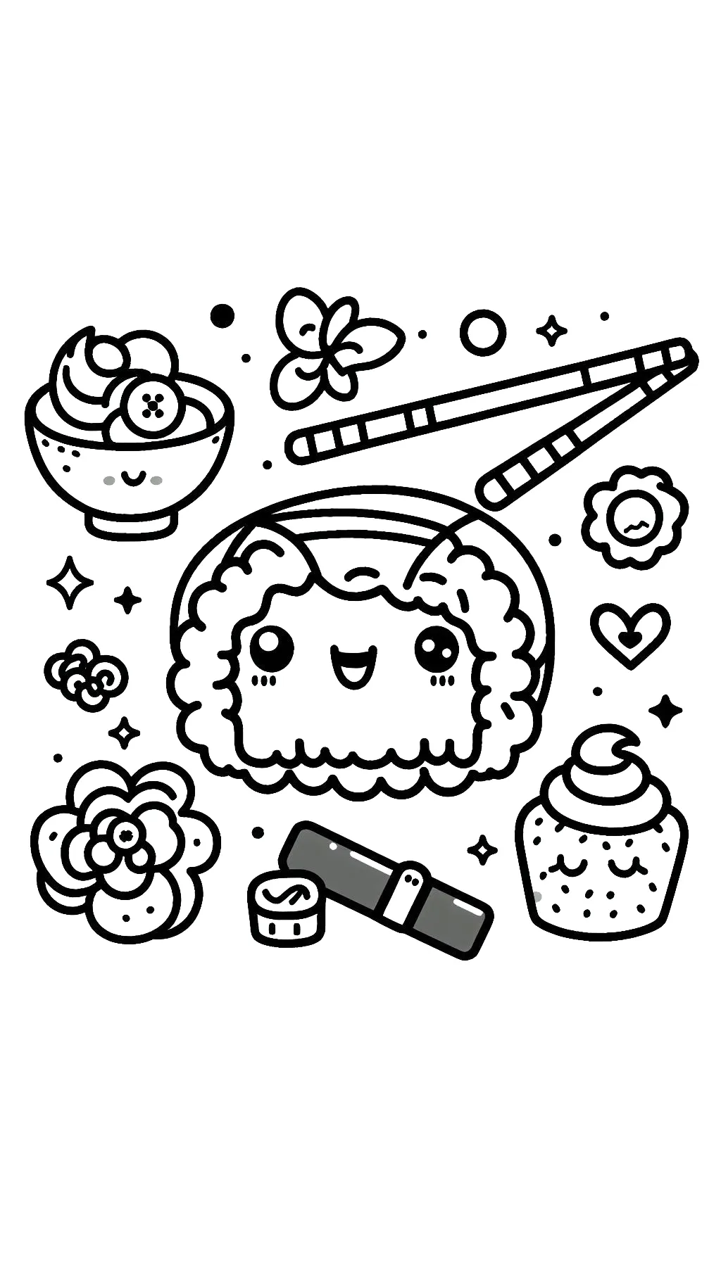 coloriage kawaii sushi a telecharger