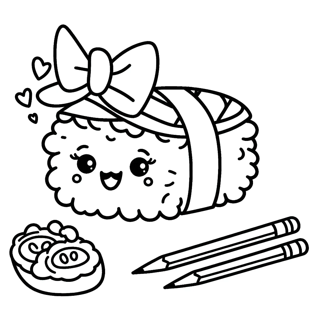 coloriage kawaii sushi a imprimer gratuitement