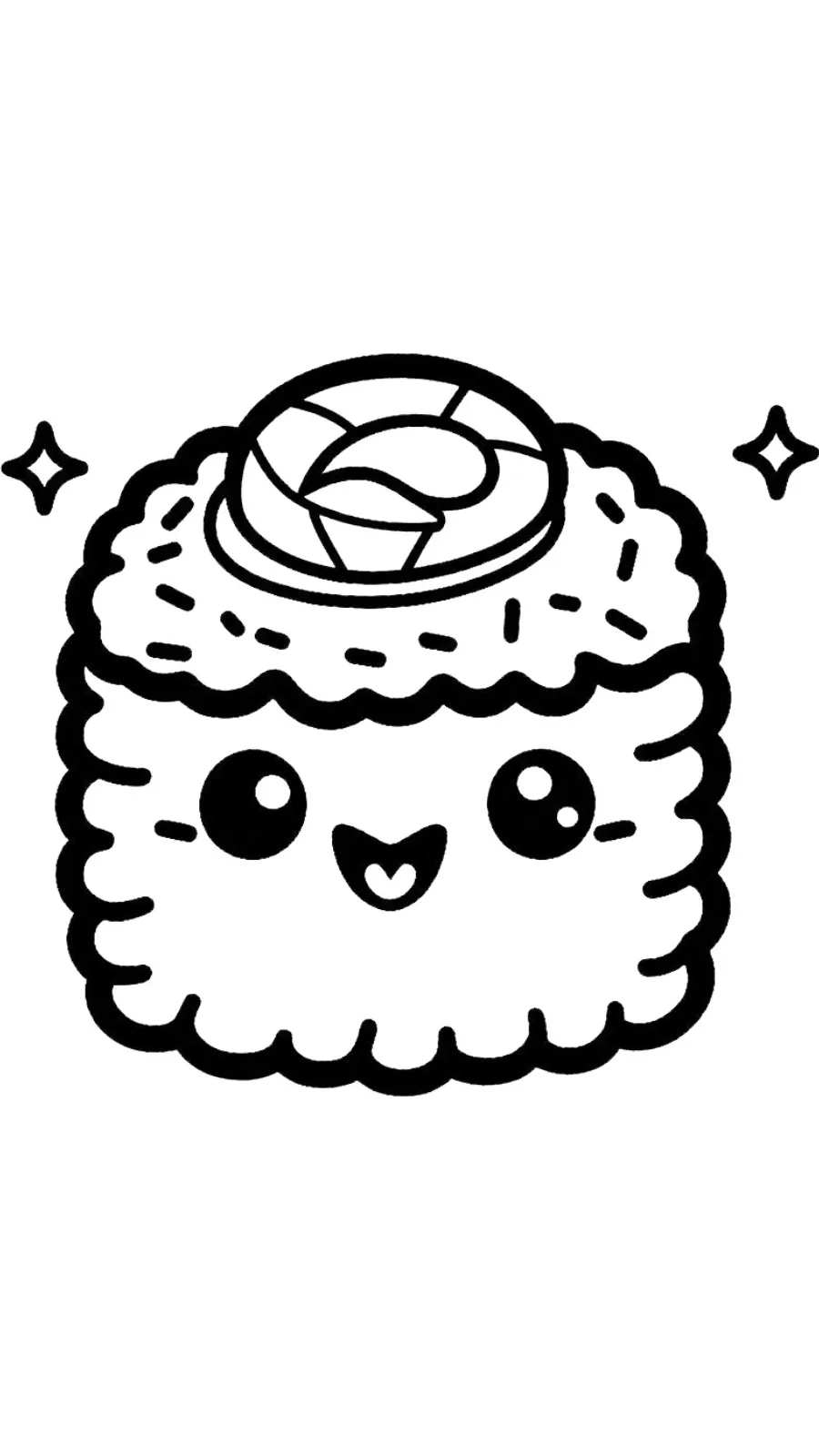 coloriage kawaii sushi à imprimer pdf gratuit