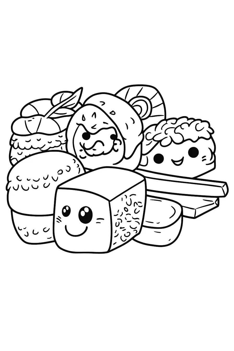 image pour coloriage kawaii sushi enfant 1