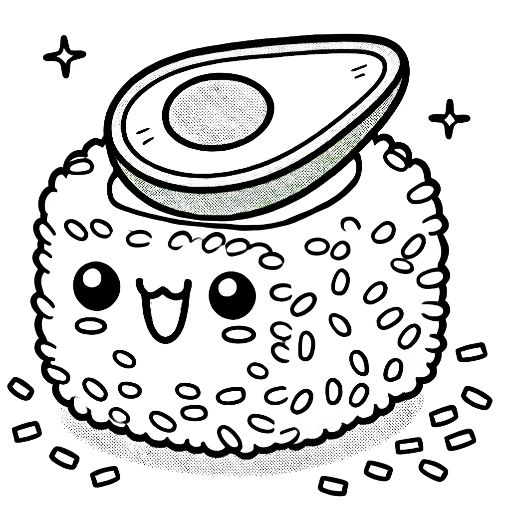 coloriage kawaii sushi gratuit à imprimer