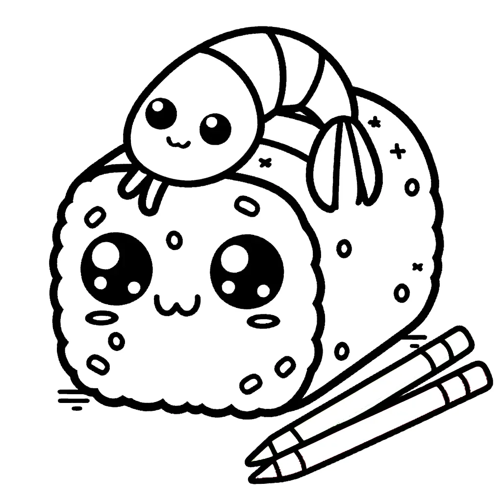 coloriage kawaii sushi a colorier en ligne gratuitement