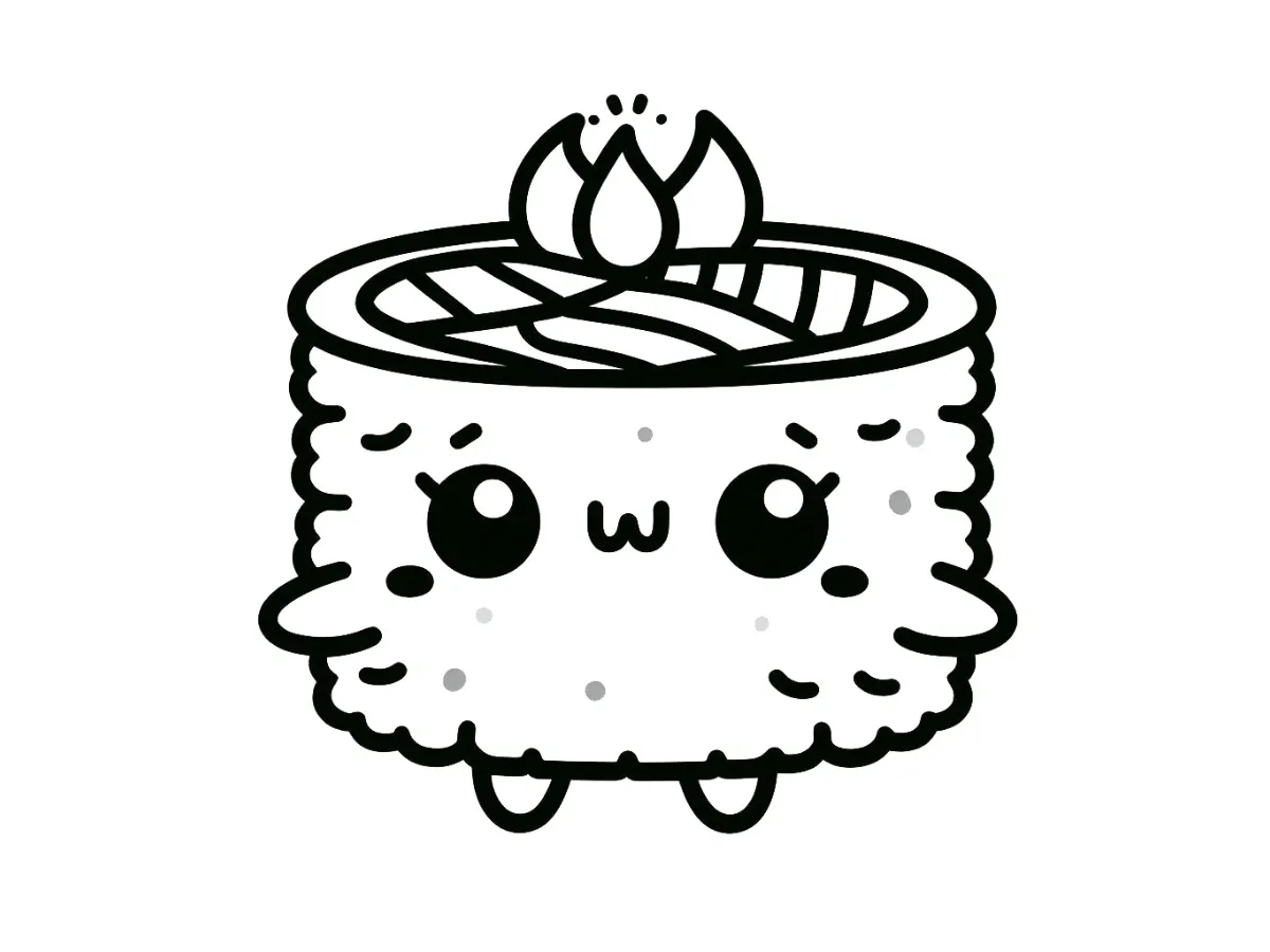 coloriage kawaii sushi à imprimer gratuitement pdf