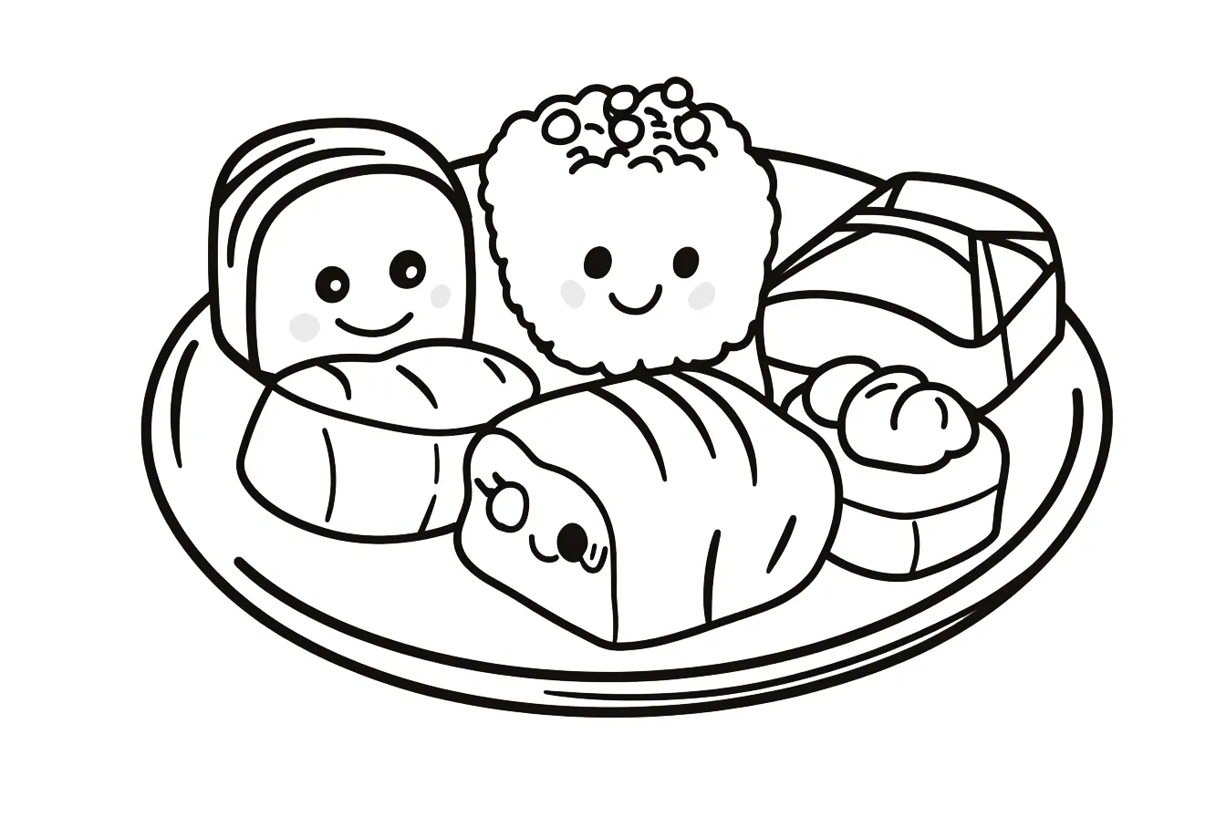 coloriage kawaii sushi pour enfant de 10 ans