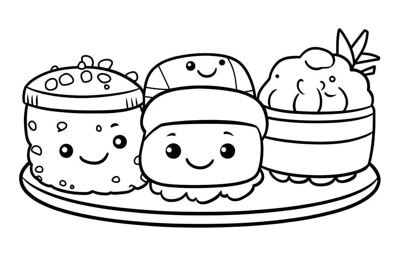 coloriage kawaii sushi gratuit pour enfants