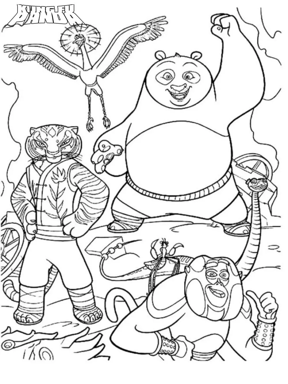 coloriage kung fu panda à imprimer pour enfant de 4 ans