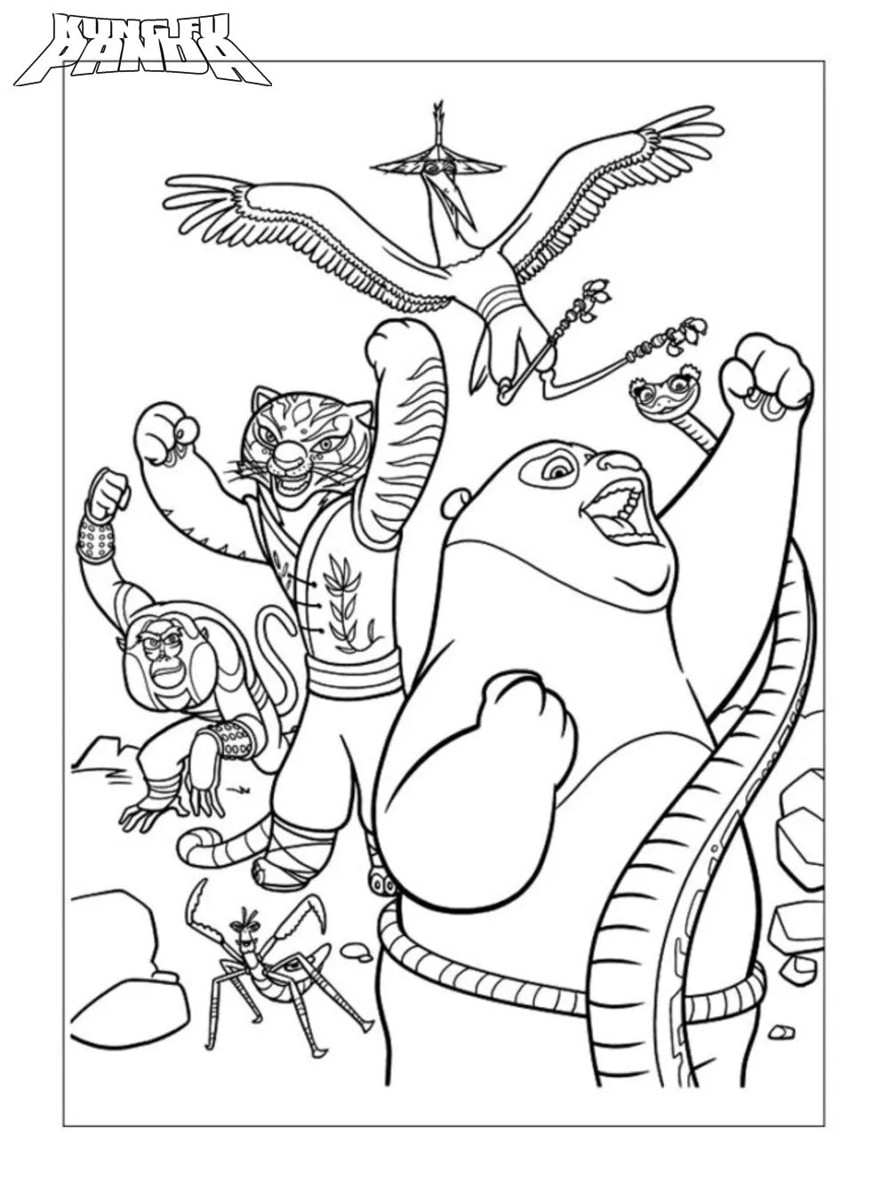 coloriage kung fu panda et apprentissage