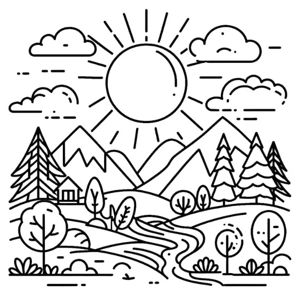 29+ Paisaje para colorear gratis: de las montañas al mar