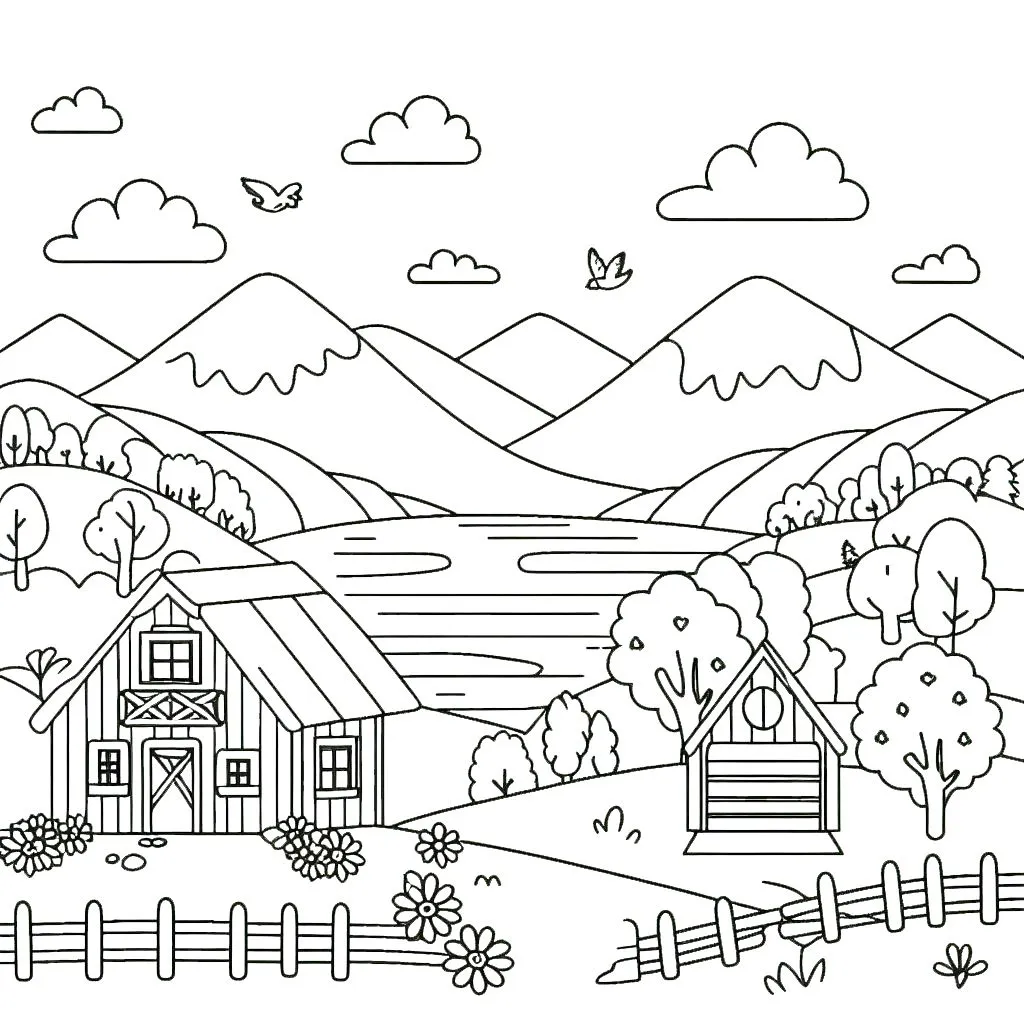 coloriage paysage à imprimer pdf gratuit