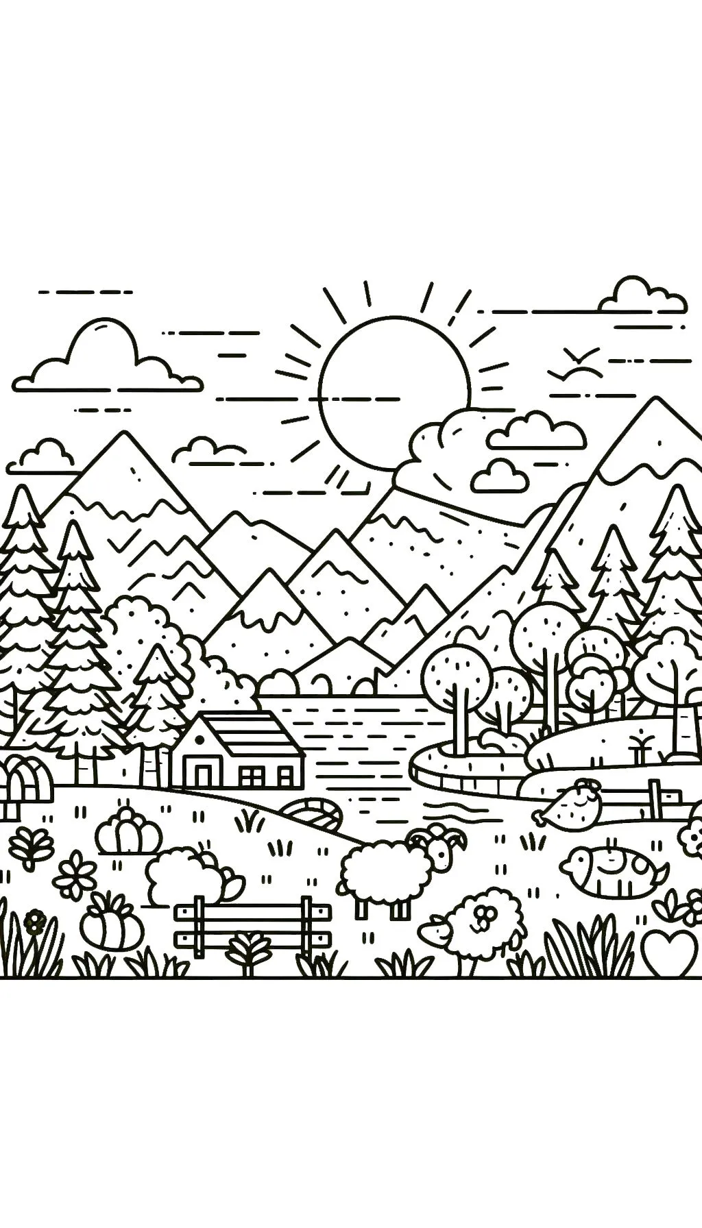 coloriage paysage et dessin a imprimer