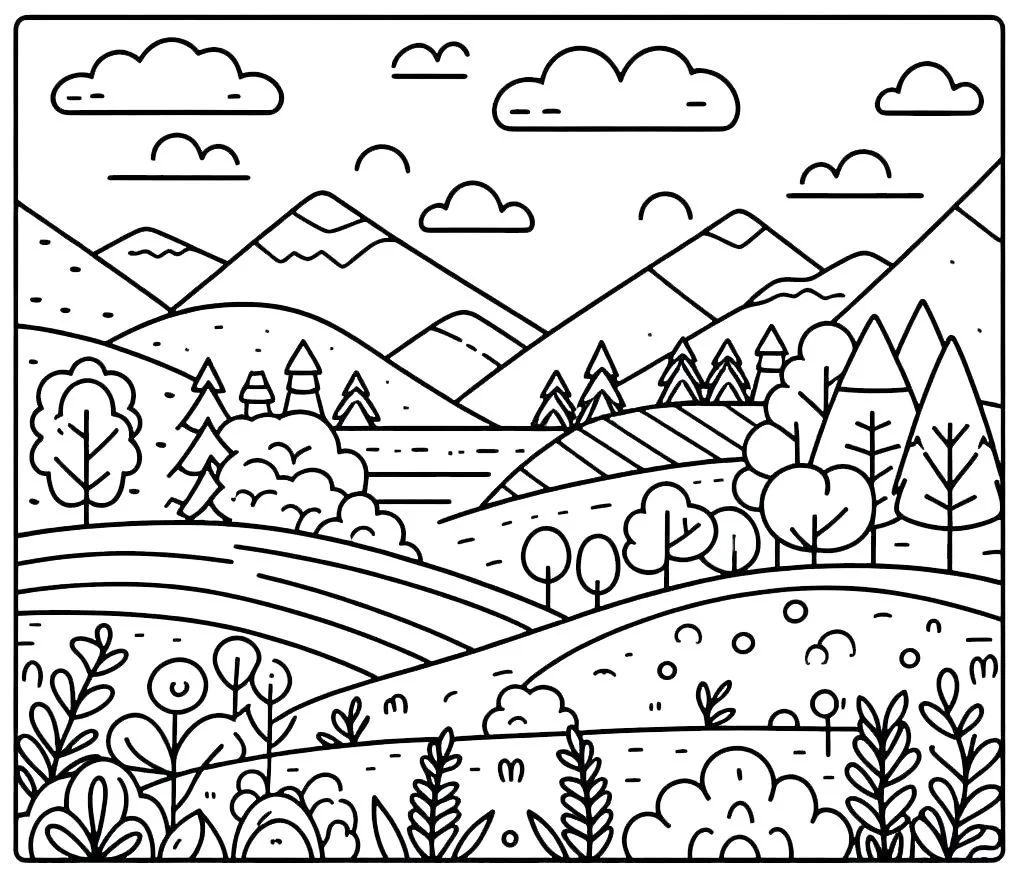 imprimer coloriage paysage