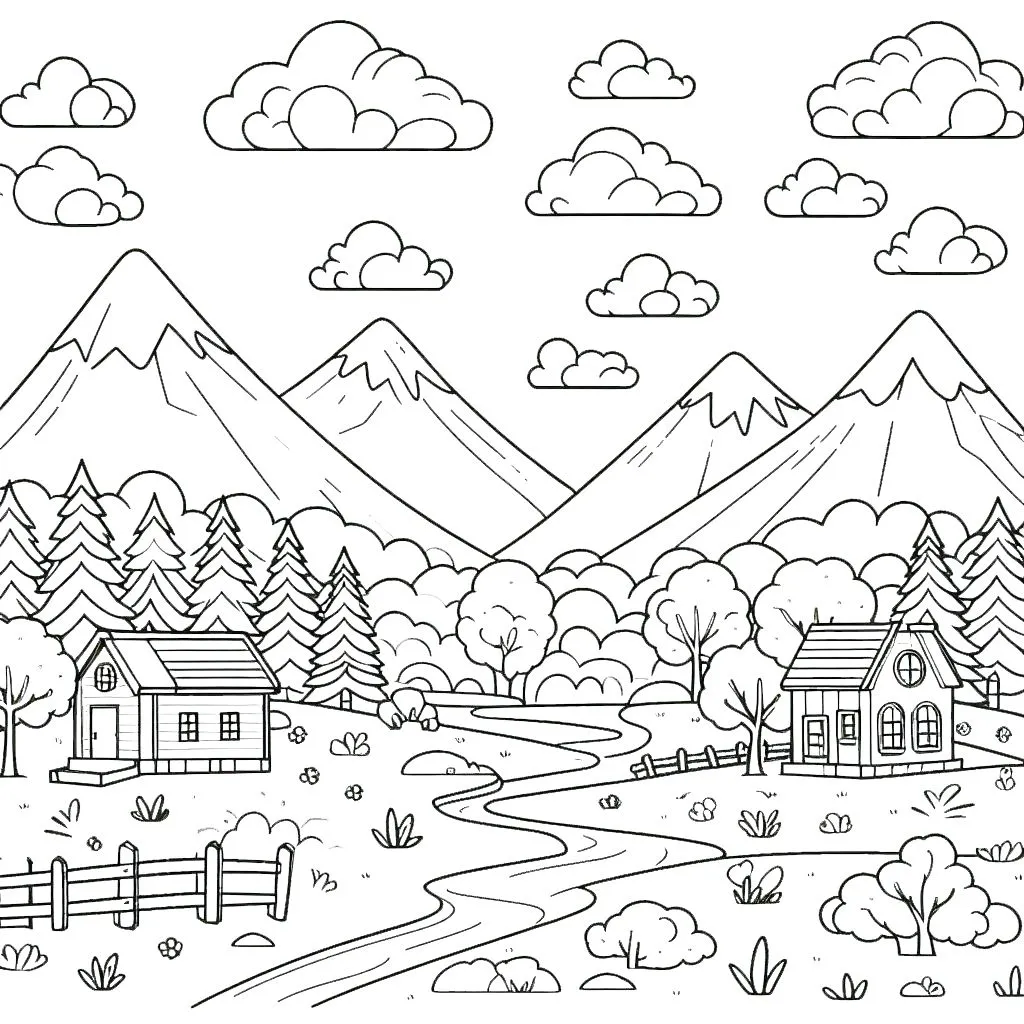 coloriage paysage à imprimer pour enfant de 10 ans