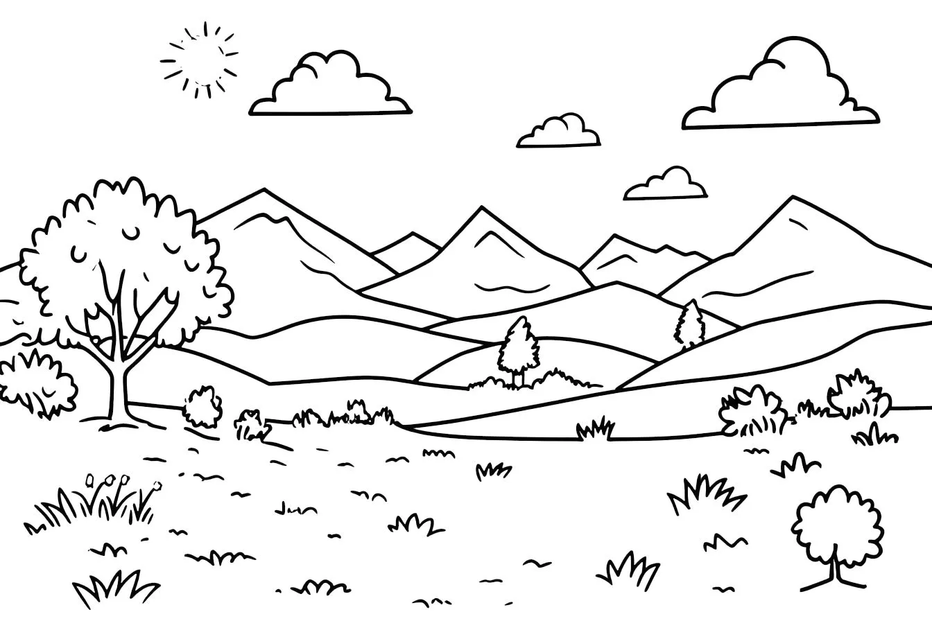 coloriage paysage pour enfant de à imprimer