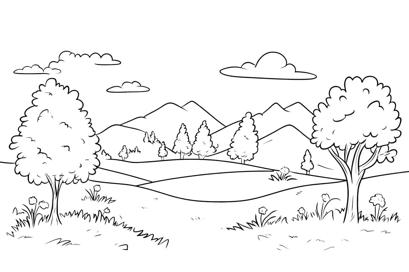 coloriage paysage pour enfant de 8 ans