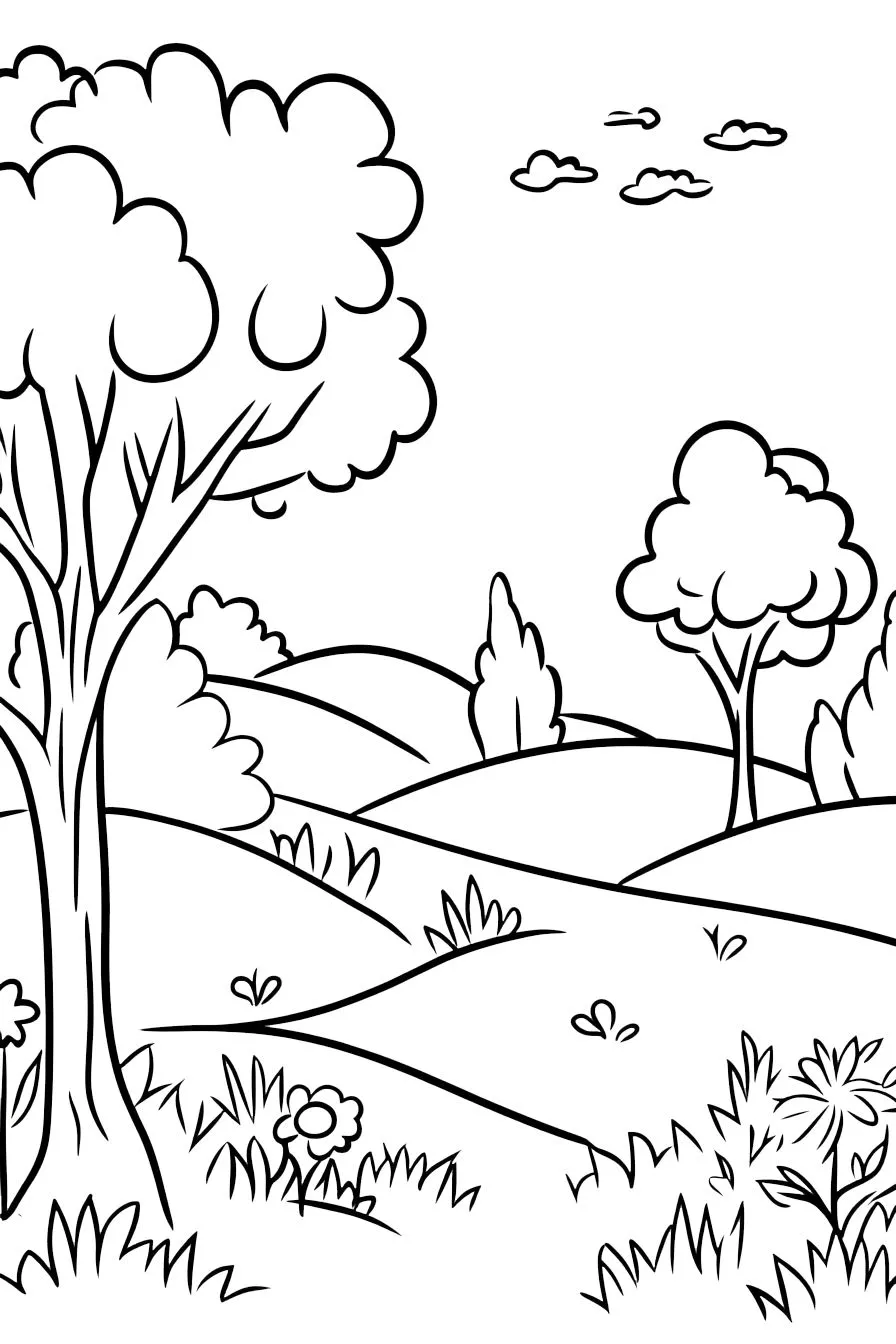 coloriage paysage et dessins