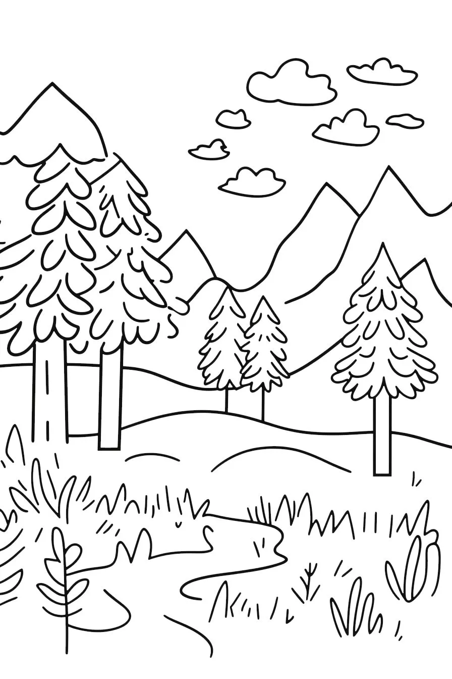 coloriage paysage à imprimer pour enfant de 6 ans 1