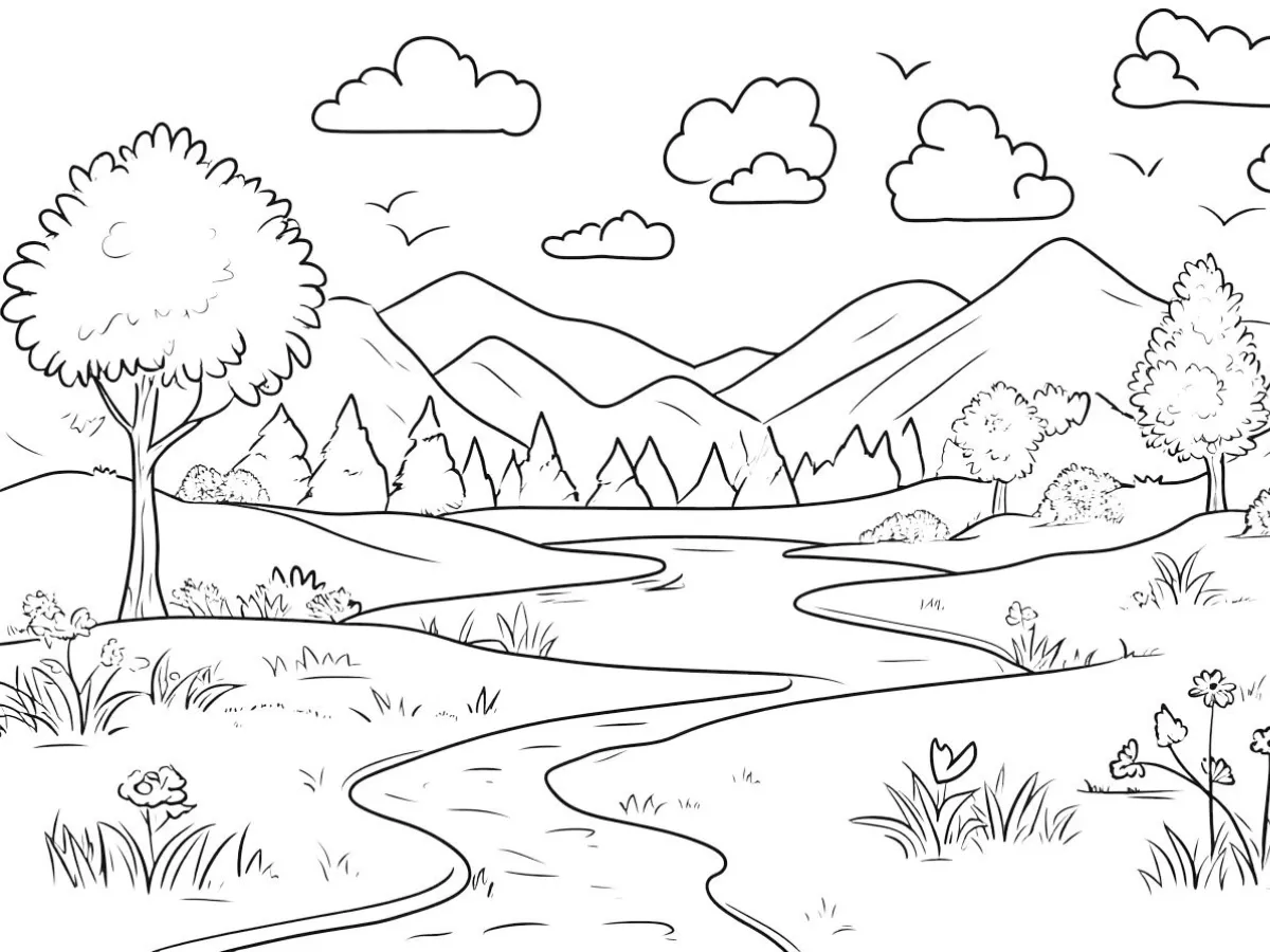 coloriage paysage a imprimer gratuitement