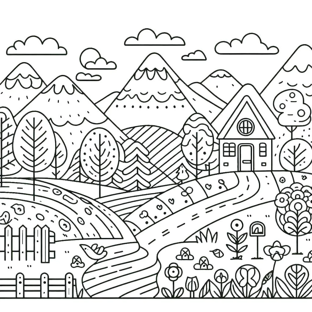 coloriage paysage educatif pour enfant 1