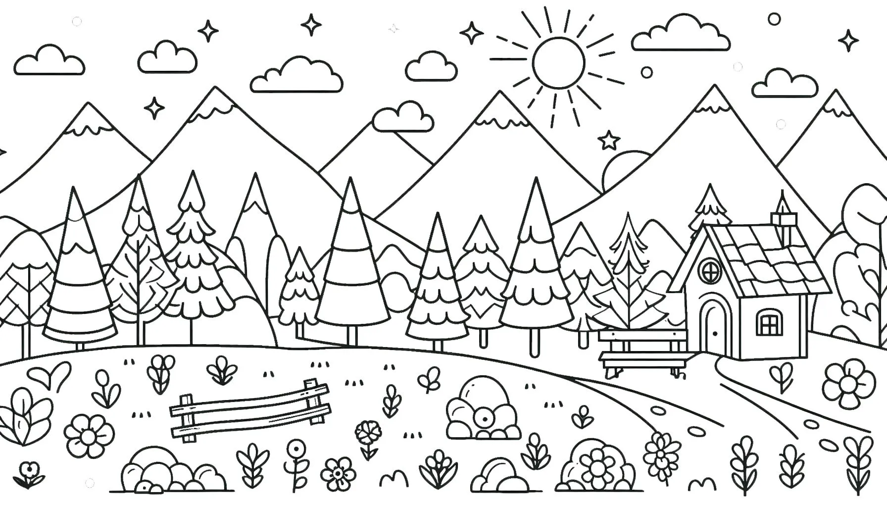 coloriage paysage a imprimer