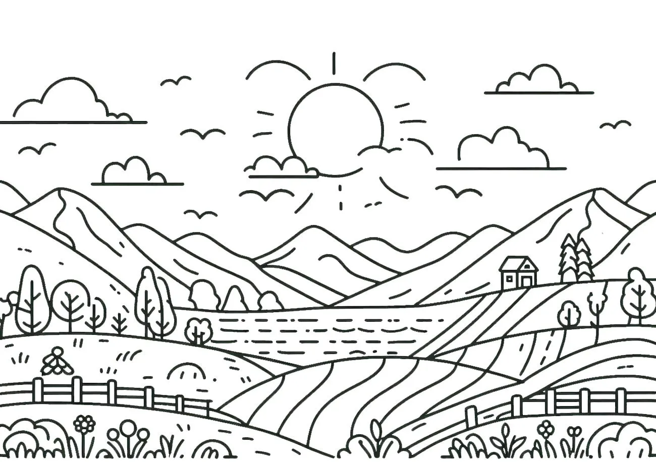 coloriage paysage pour enfant a imprimer gratuit