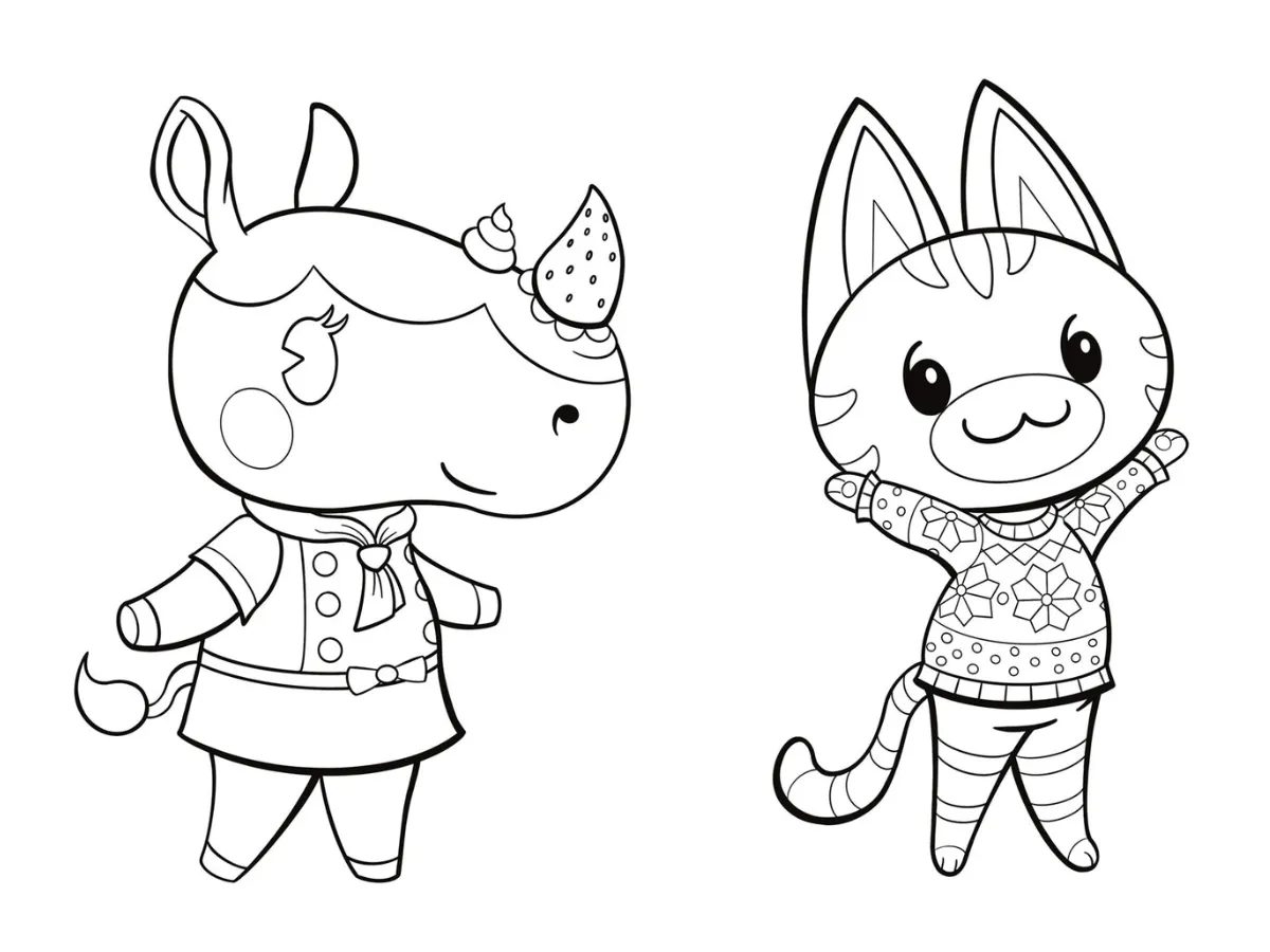 coloriage Animal Crossing d'enfant a imprimer