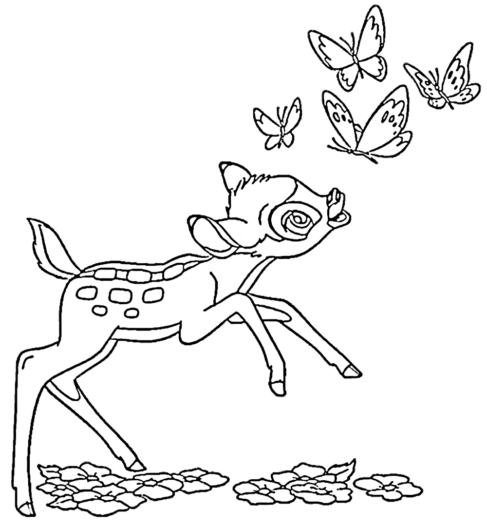 coloriage Bambi à imprimer kawaii 2