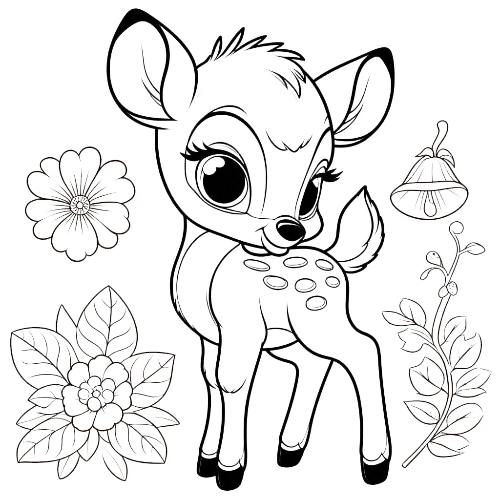 coloriage Bambi à imprimer pour enfant de 3 ans