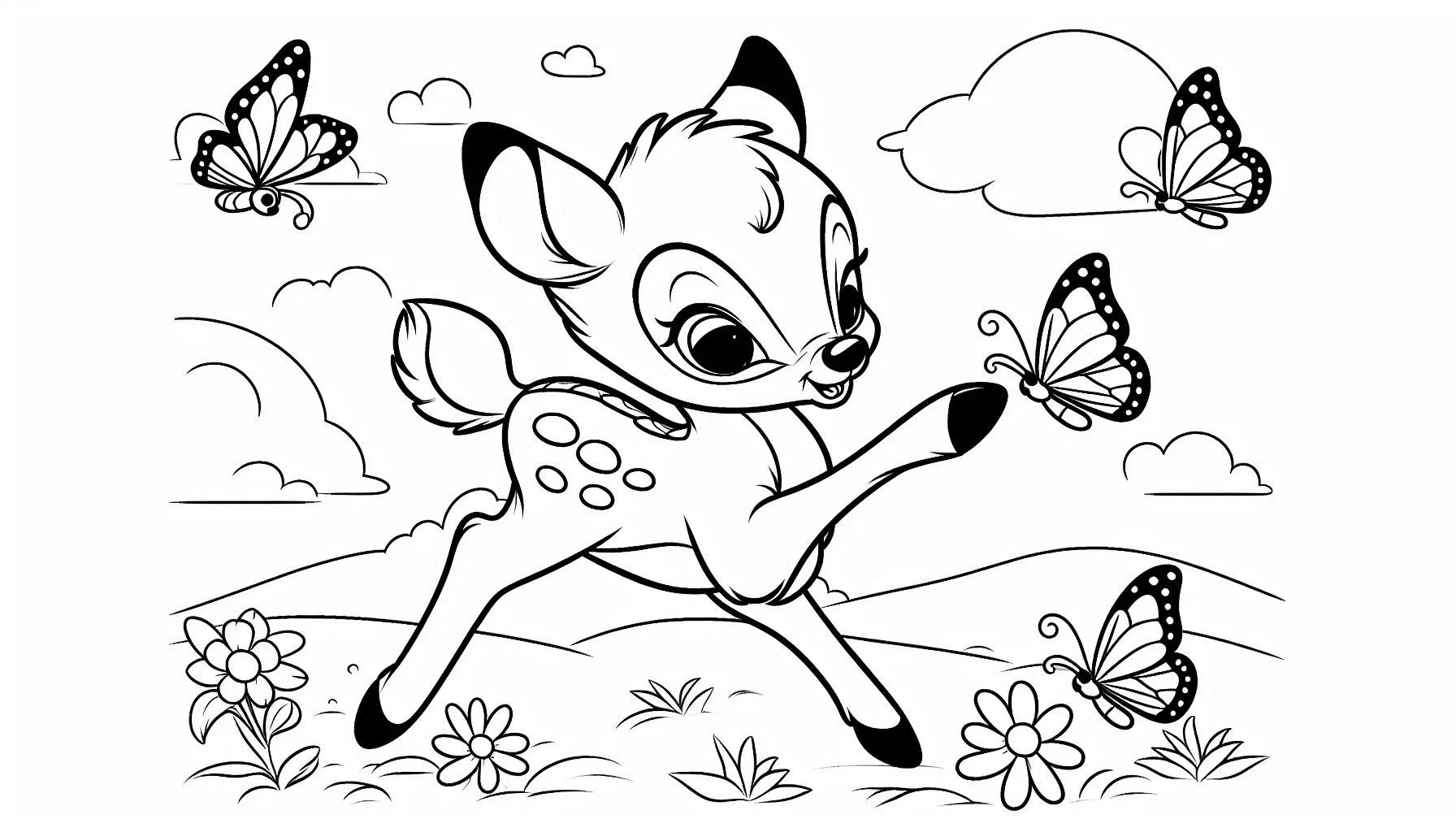 coloriage Bambi à imprimer pour enfant de 9 ans