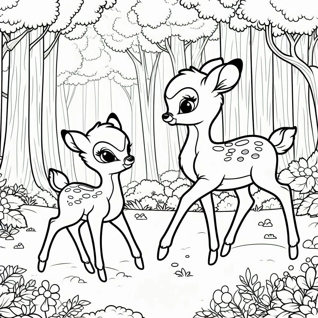 coloriage Bambi pour enfant de 6 ans