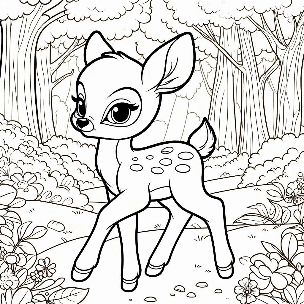 coloriage Bambi et decoupage