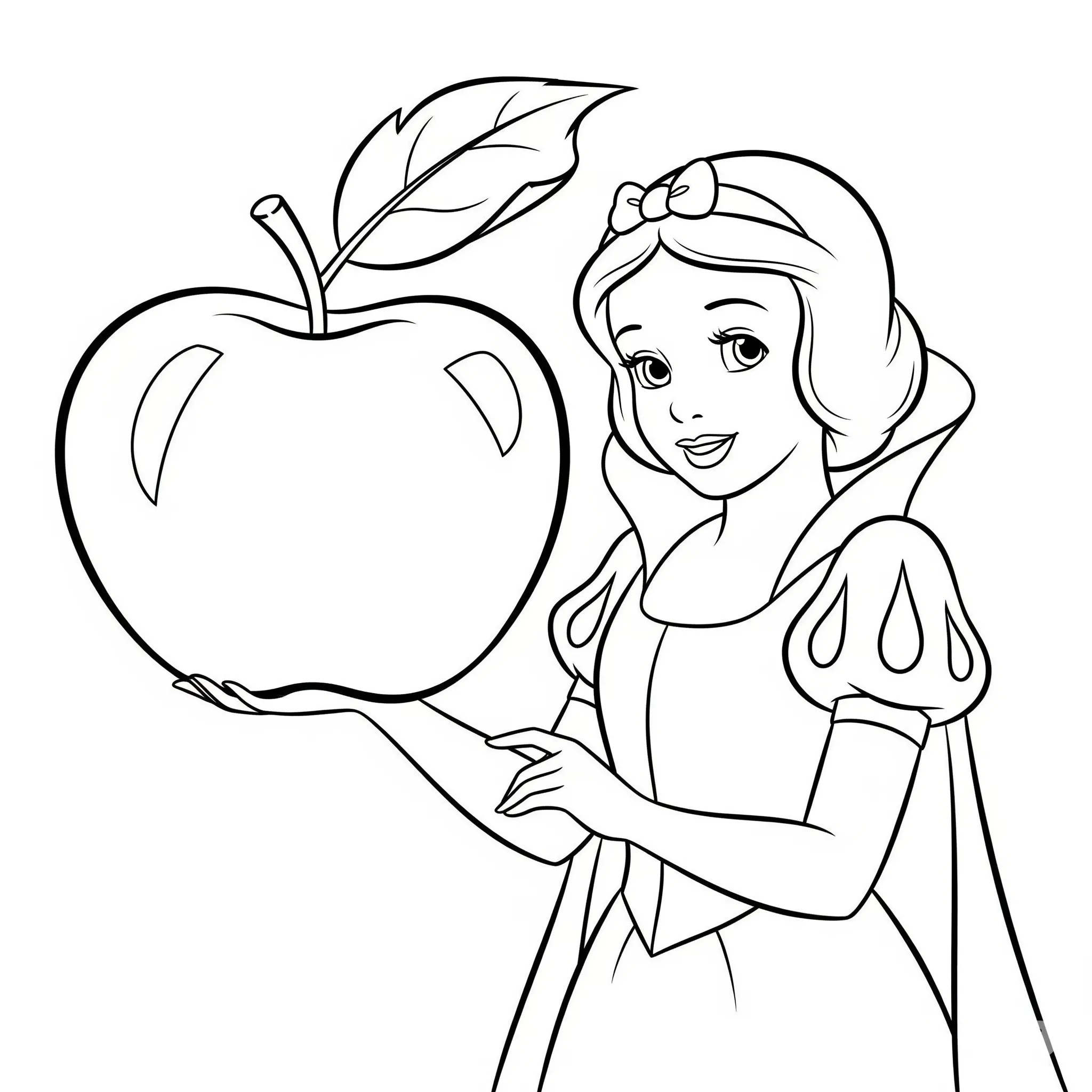 coloriage Blanche Neige et la pomme educatif pour enfant