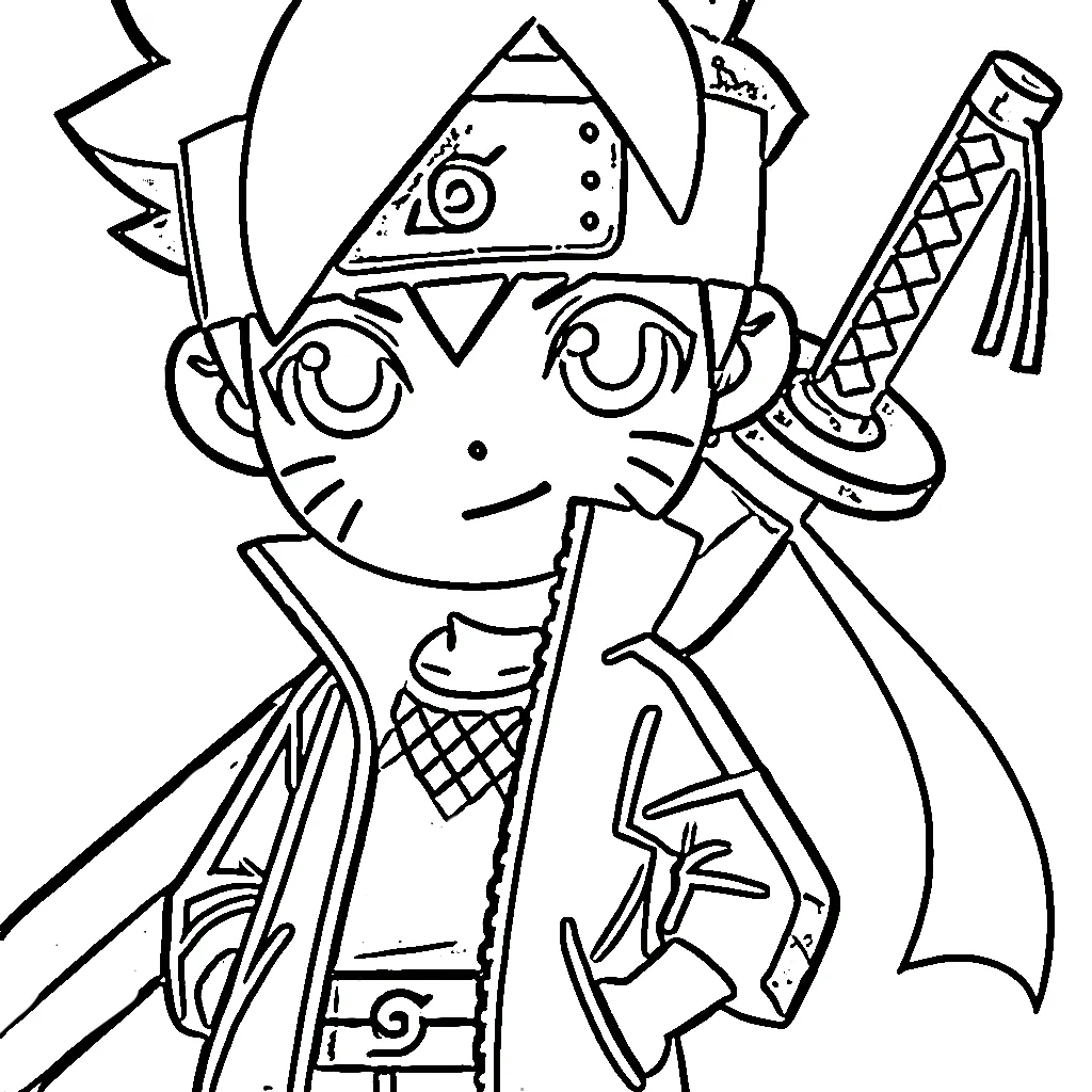 coloriage Boruto à imprimer kawaii