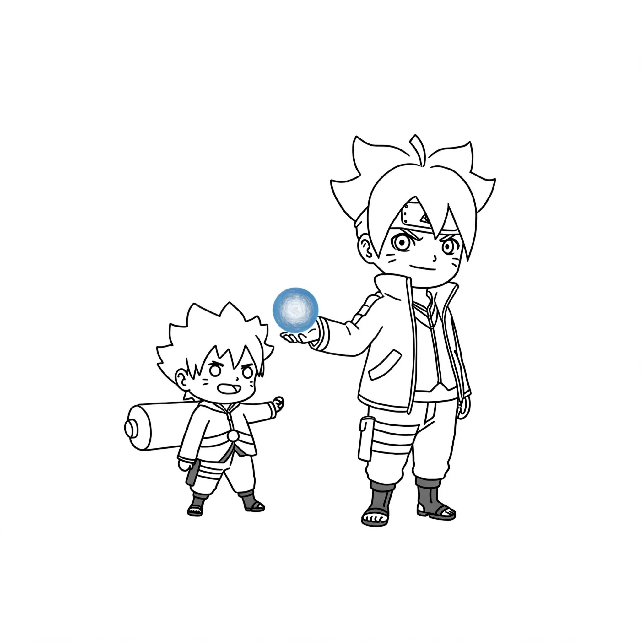coloriage Boruto et un rasengan miniature pour enfant de 2 ans