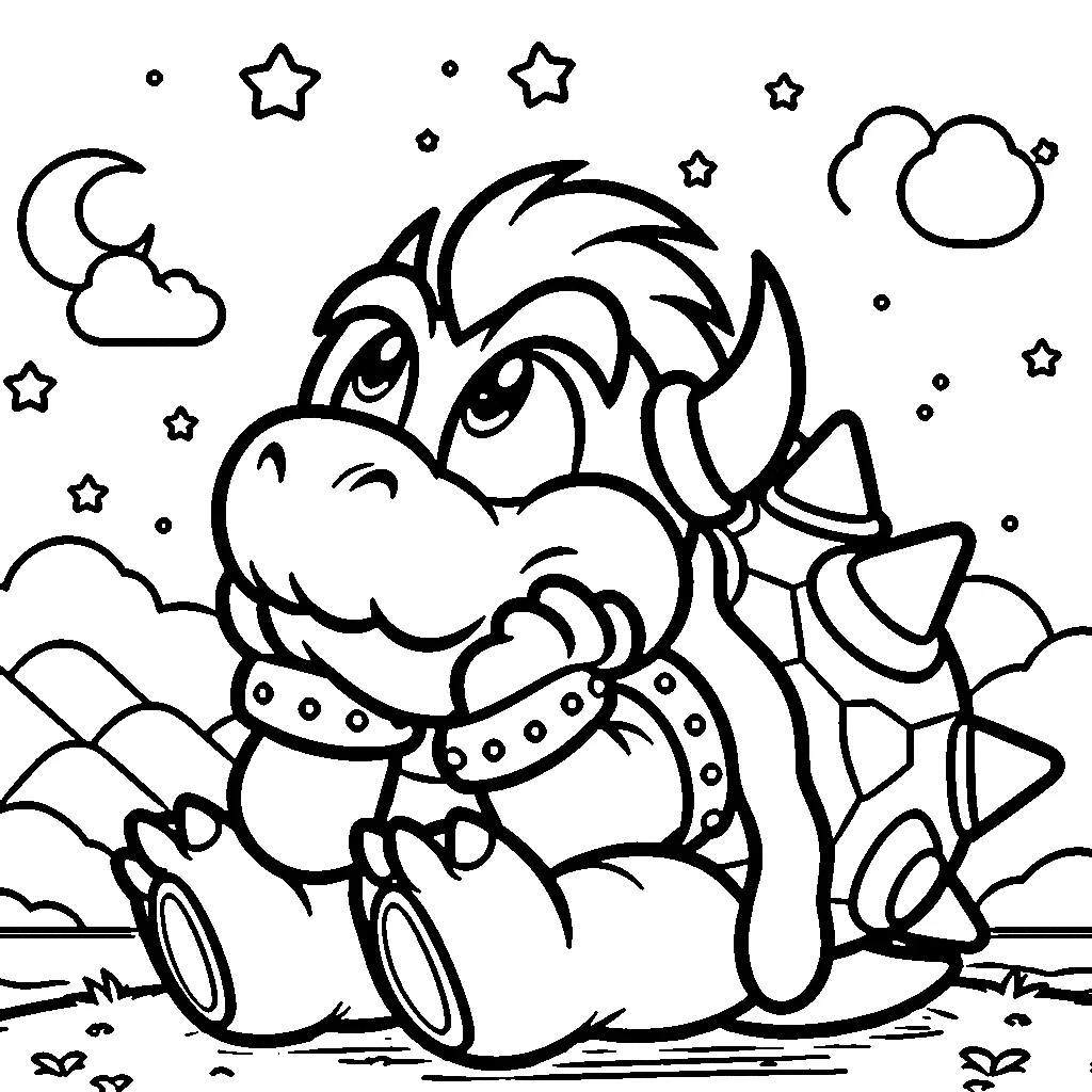 coloriage Bowser à imprimer pour enfant de 4 ans 1