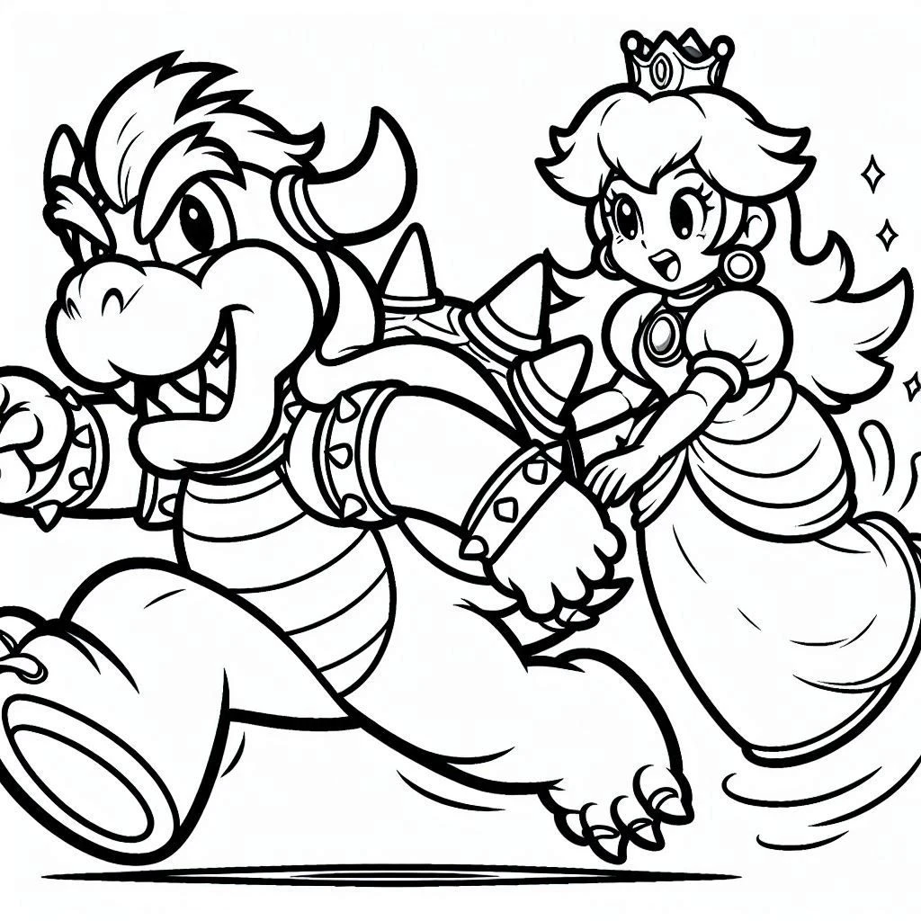 coloriage Bowser a imprimer pour enfant de 4 ans