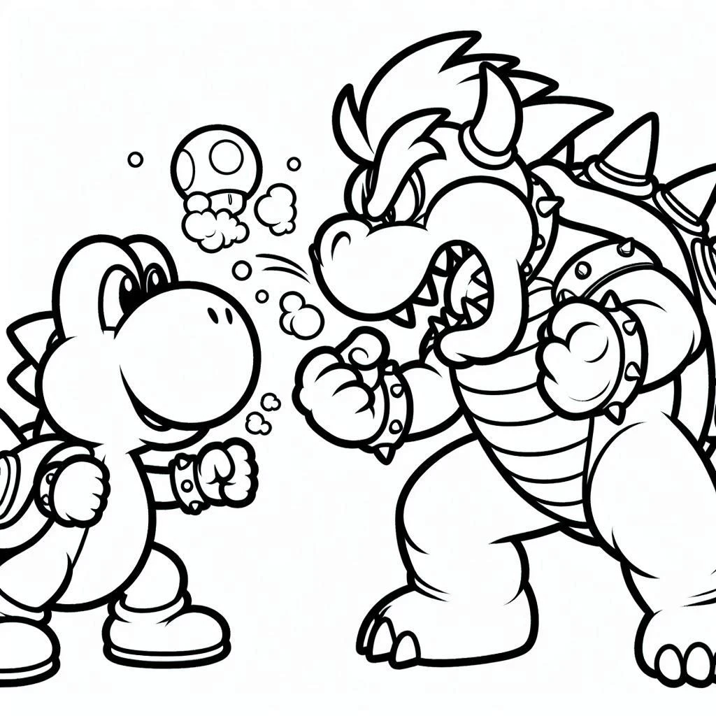 coloriage Bowser et découpage à imprimer 2