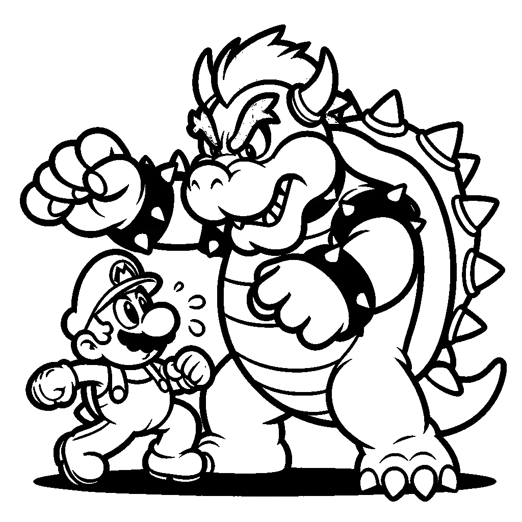 coloriage Bowser à imprimer pour enfant de 9 ans