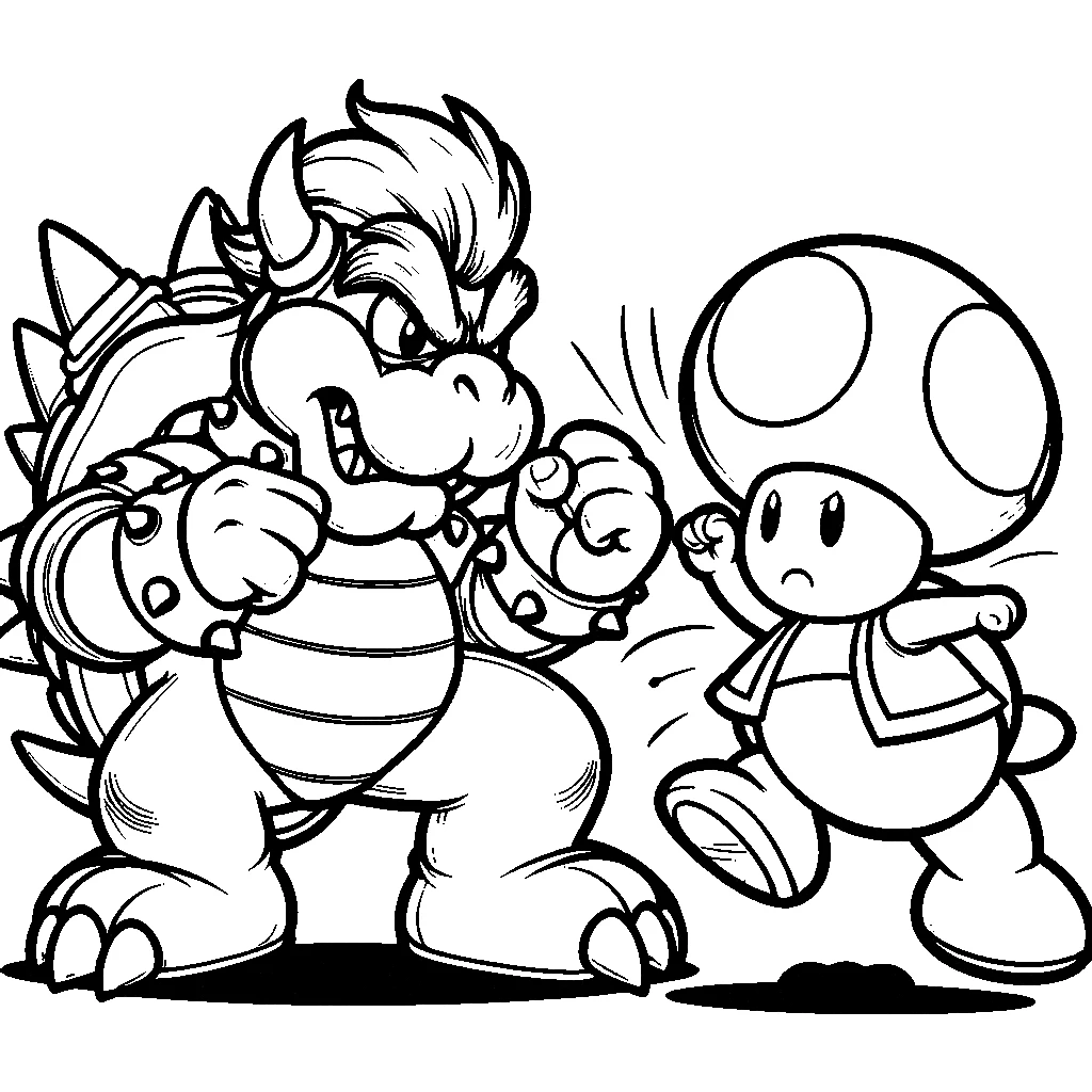 coloriage Bowser et découpage à imprimer 1