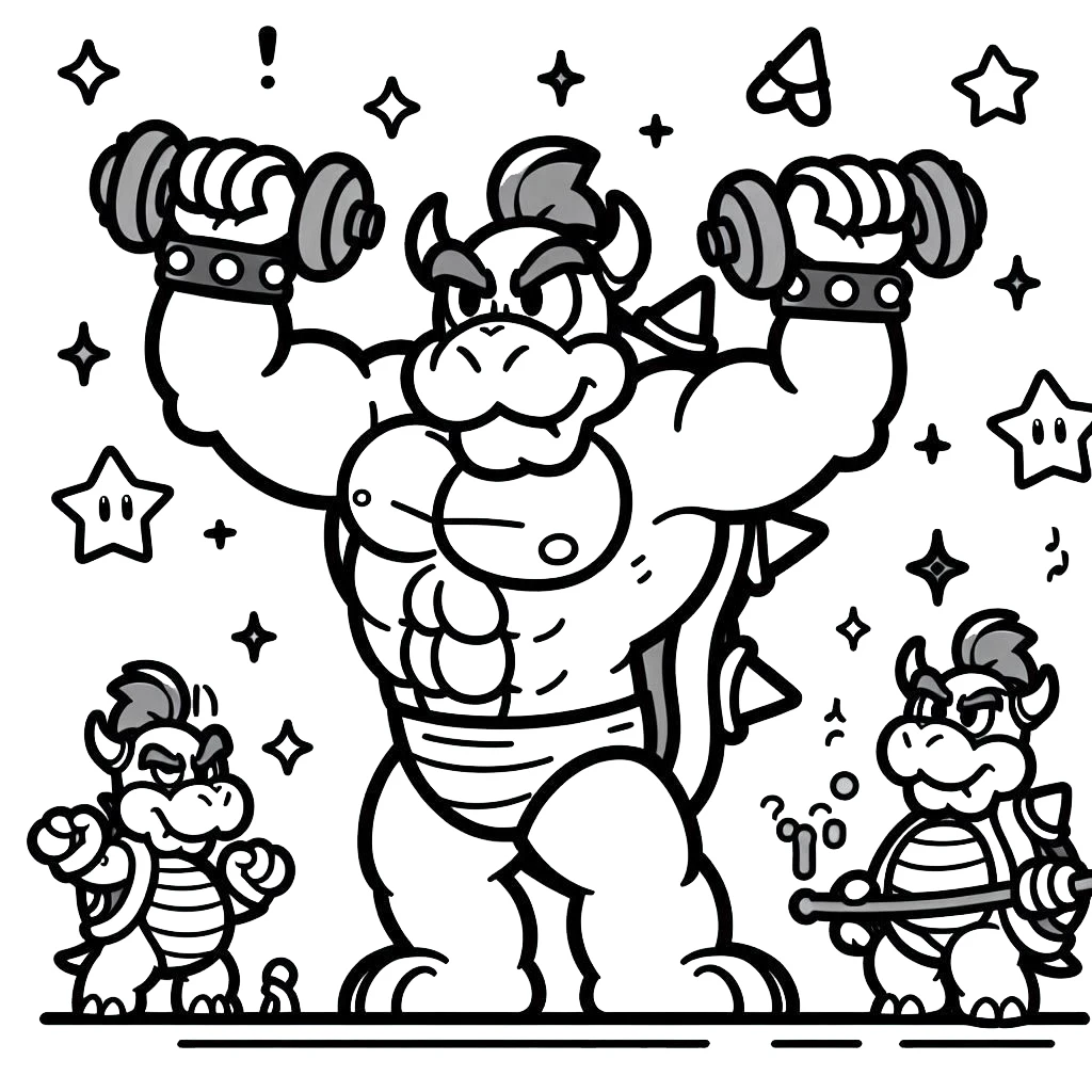 coloriage Bowser et découpage à imprimer 3