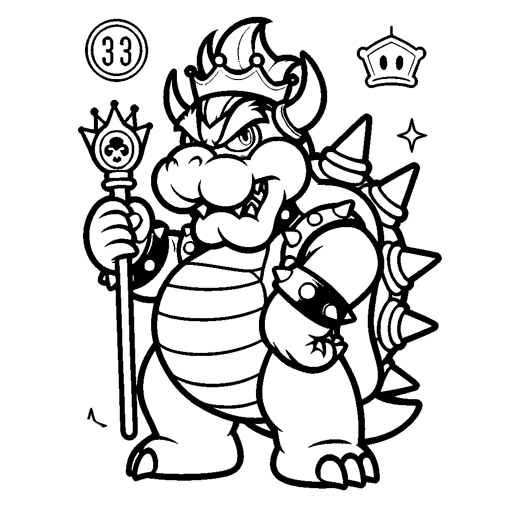 coloriage Bowser à imprimer pour enfant de 4 ans