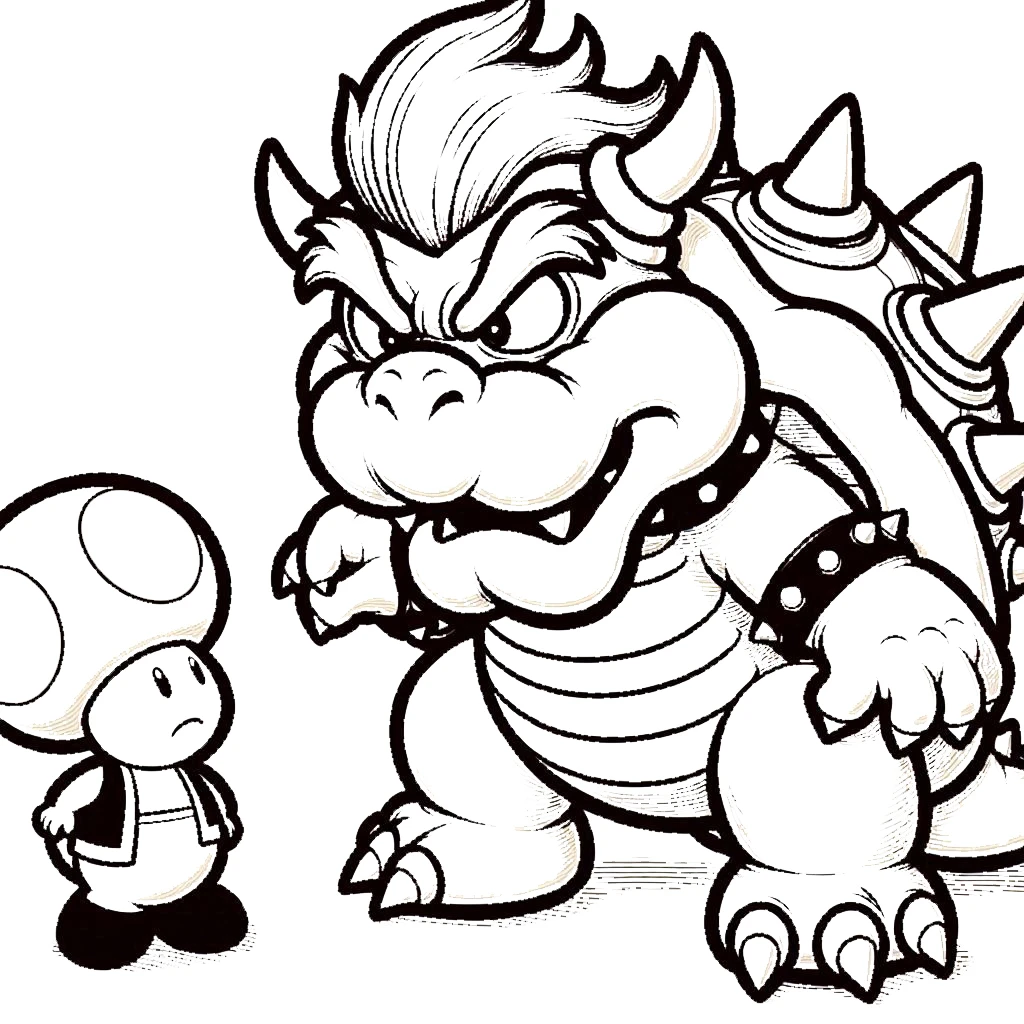 coloriage Bowser à imprimer pour enfant de 12 ans