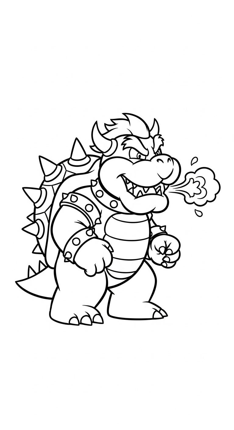coloriage Bowser updated pour enfants à télécharger 1