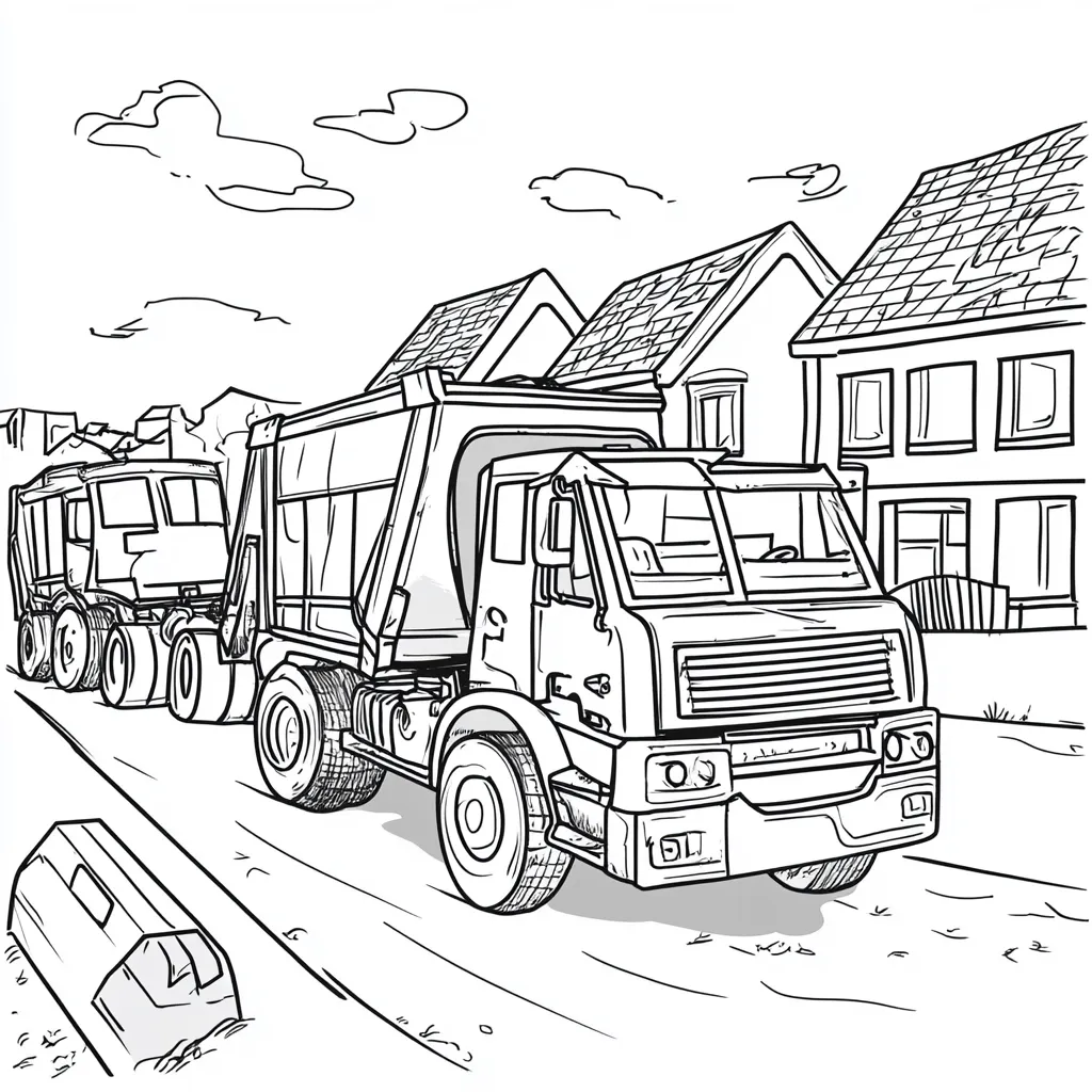 coloriage Camion et decoupage 1