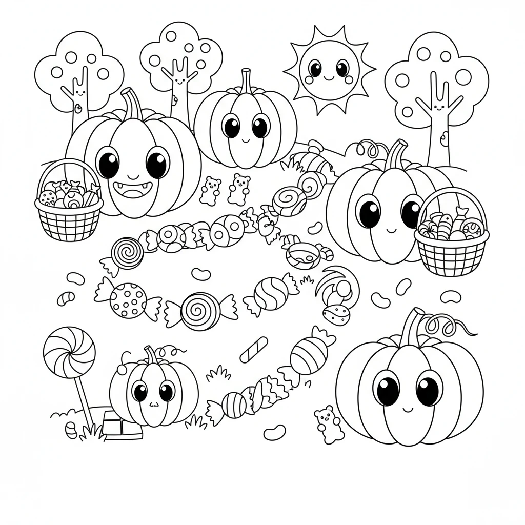coloriage Chasse aux Bonbons pour bebe a imprimer