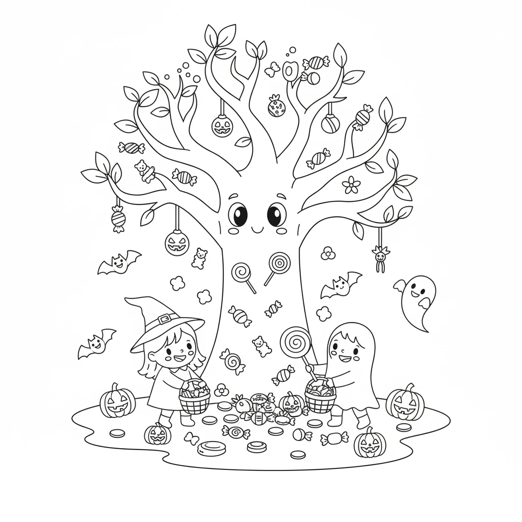 coloriage Chasse aux Bonbons et dessin a imprimer